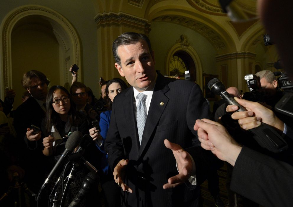 Foto: El representante del 'Tea Party', el senador republicano Ted Cruz (c), se dirige a los medios de comunicación en el Capitolio. (EFE)