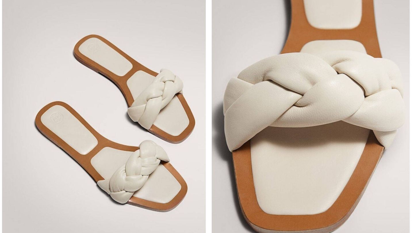 Las sandalias blancas de pala trenzada de Massimo Dutti (Cortesía)