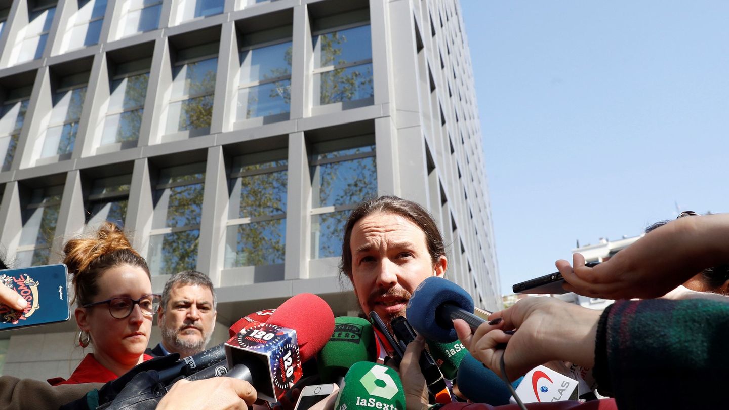 Iglesias, tras su declaración como perjudicado en la Audiencia Nacional por el 'caso Villarejo', en marzo de 2019. (EFE)