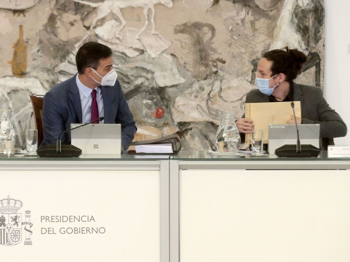 Foto: Pedro Sánchez y Pablo Iglesias, en el Consejo de Ministros. (EFE)