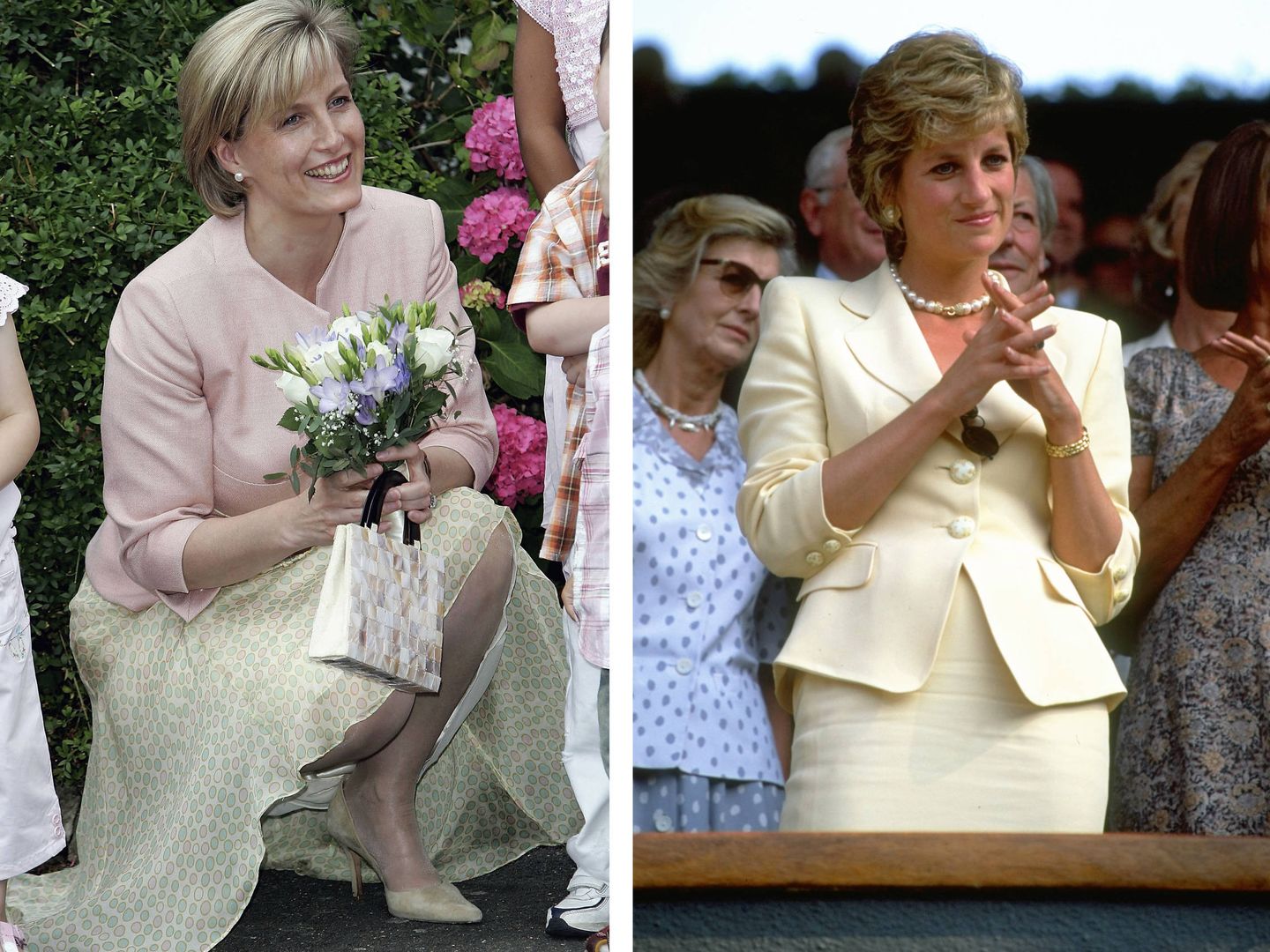 Sophie de Wessex en 2006 / Diana de Gales en 1995. (Getty)