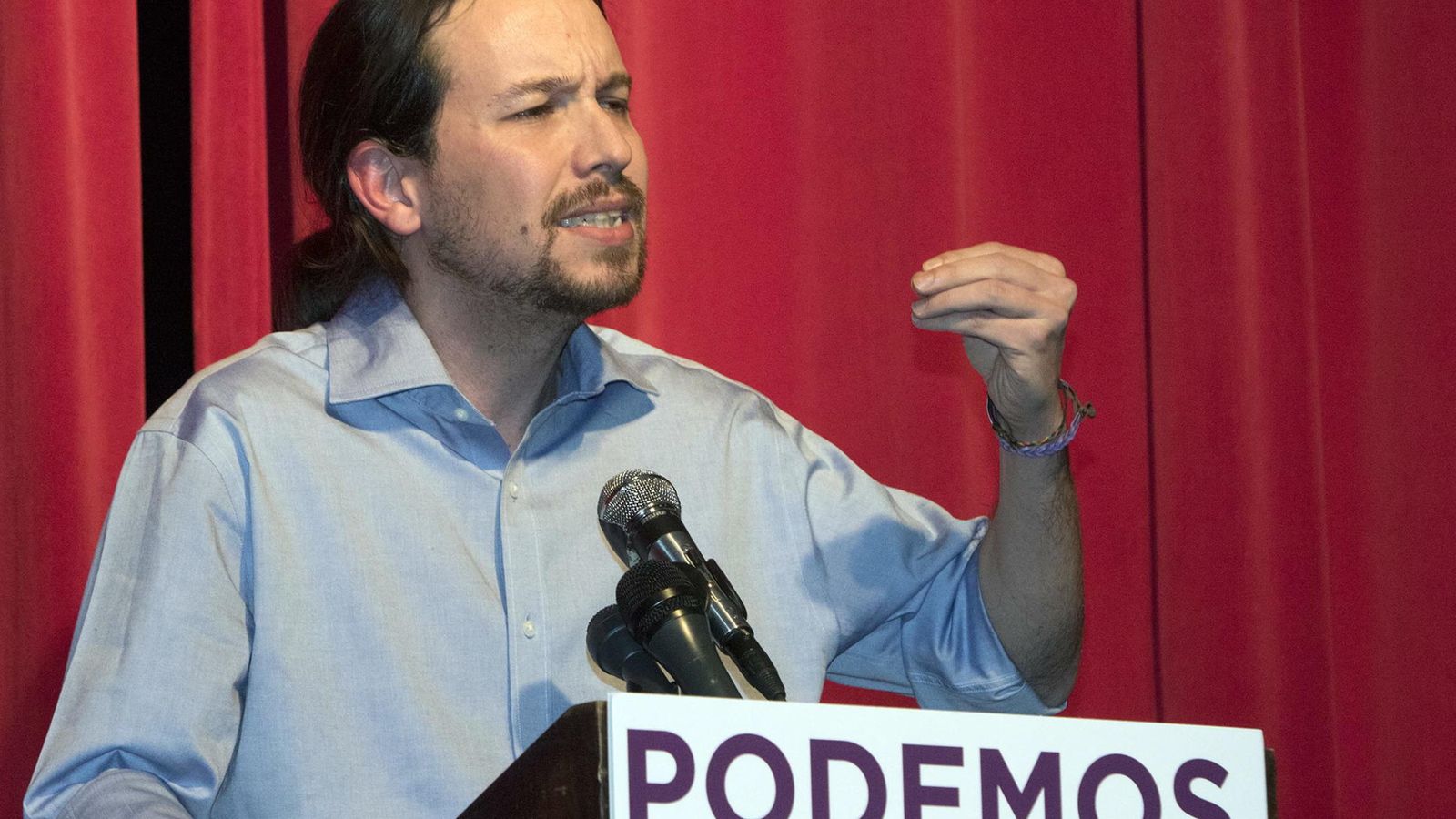 Foto: El líder de Podemos, Pablo Iglesias, el pasado mes de febrero durante un acto público en Nueva York. (Efe)