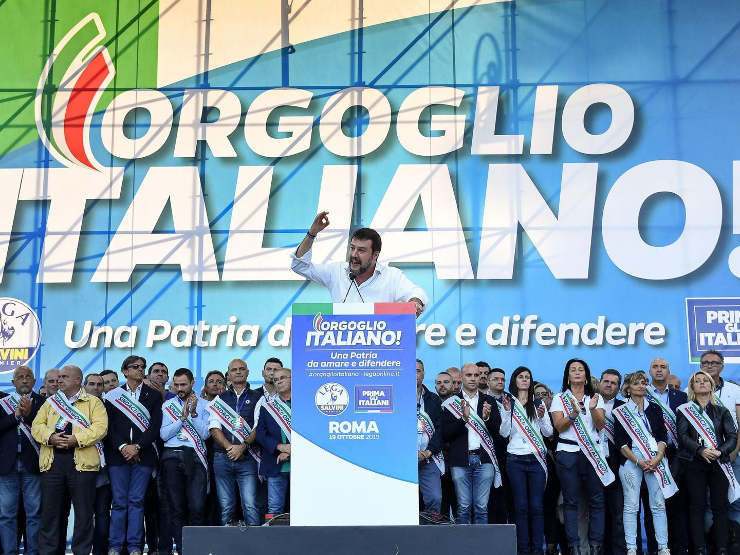 Matteo Salvini en un mitin. (Reuters)