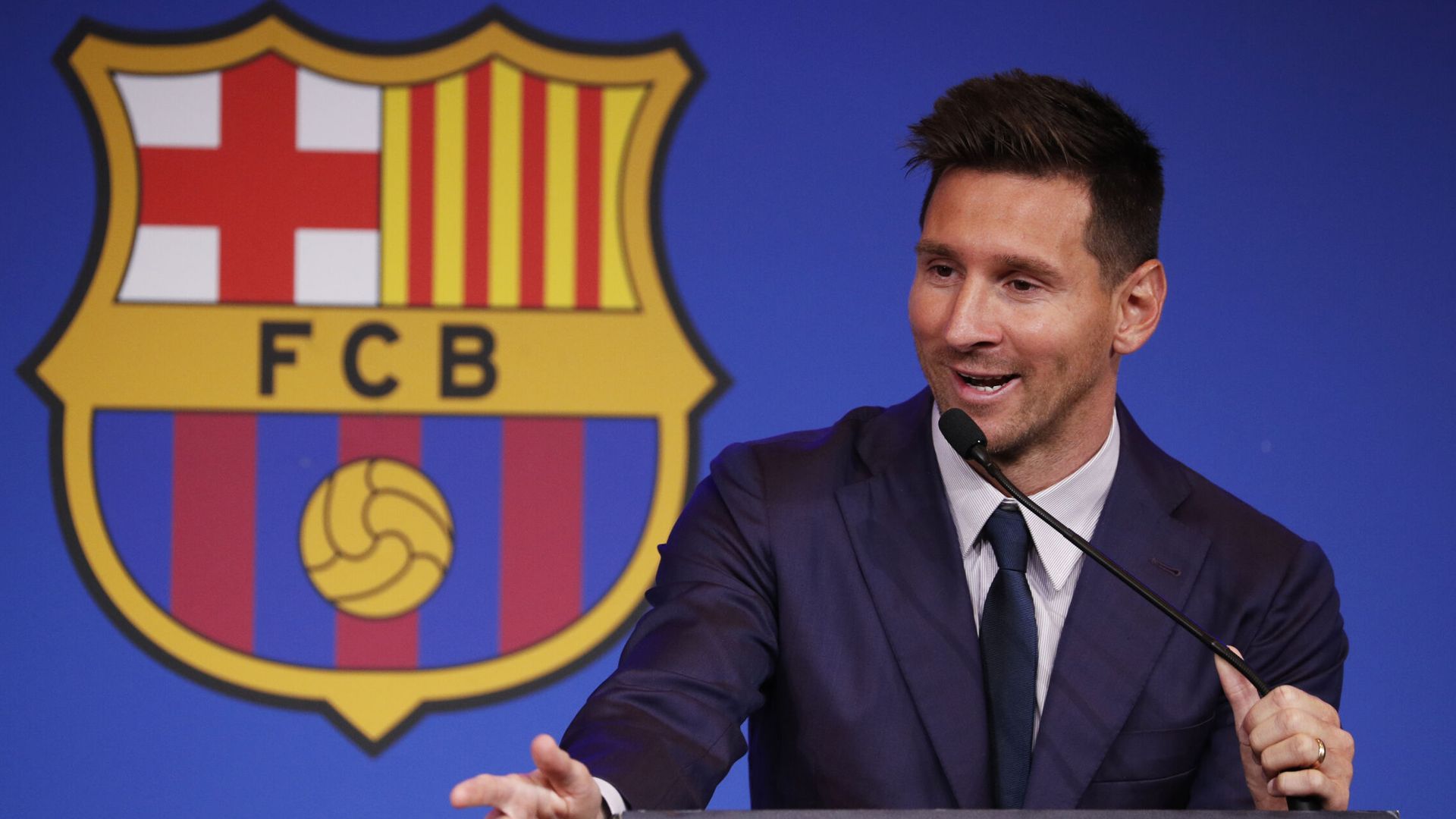 Messi, durante su comparecencia. (REUTERS)
