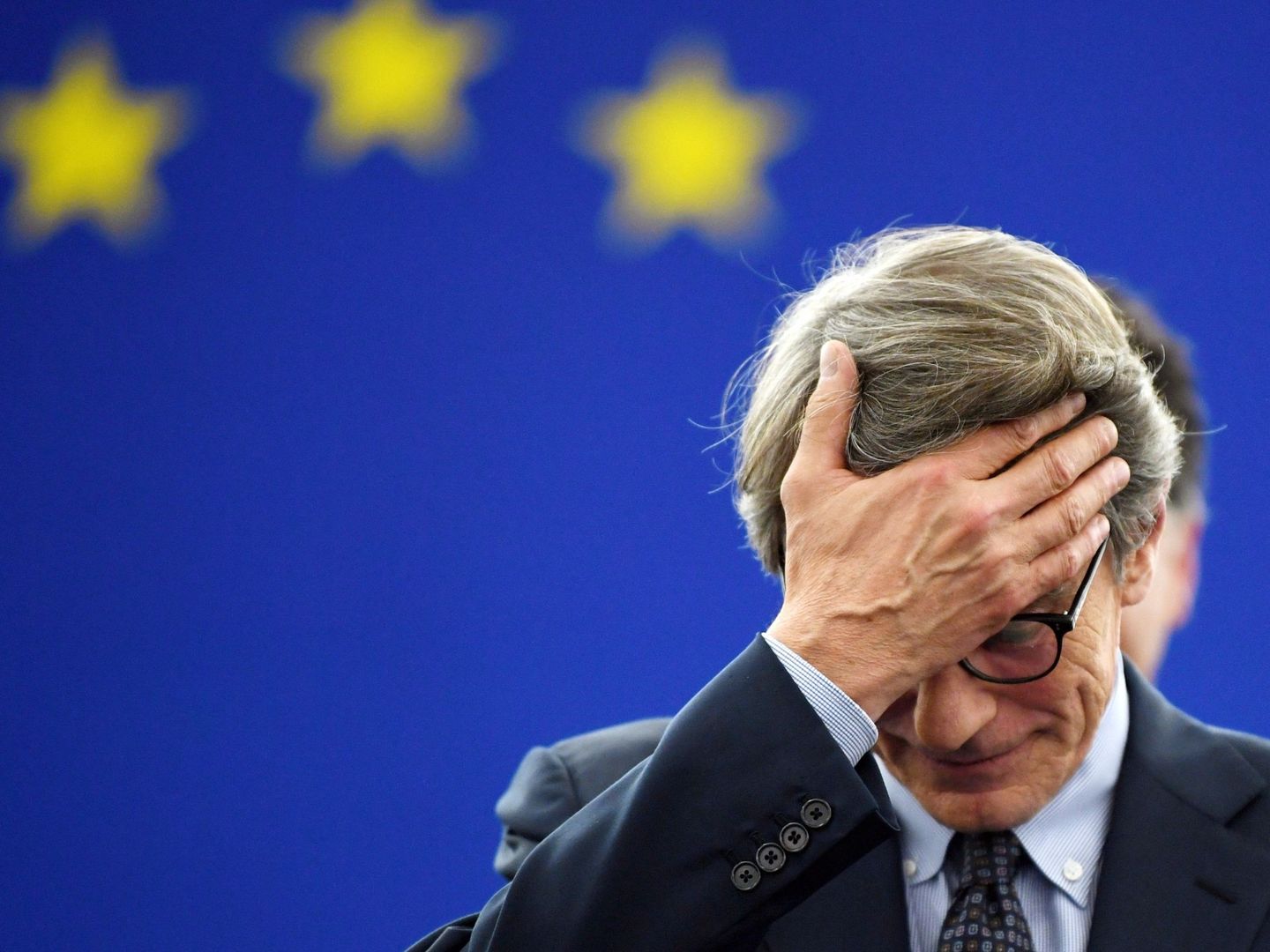 Reacción del italiano David-Maria Sassoli tras ser elegido presidente del Parlamento Europeo. (EFE)