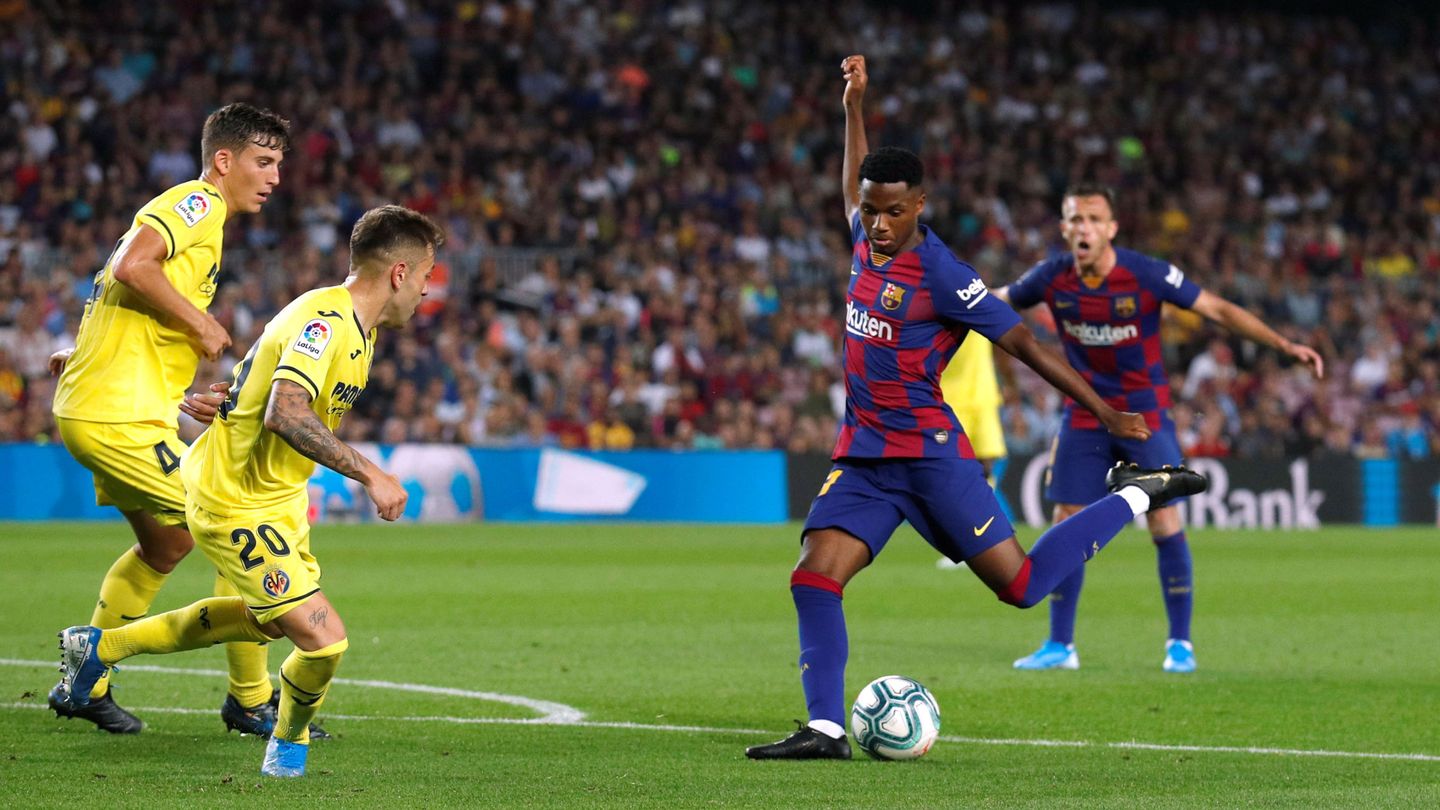 Ansu Fati jugó 15 minutos en la victoria del Barcelona ante el Villarreal. (Reuters)