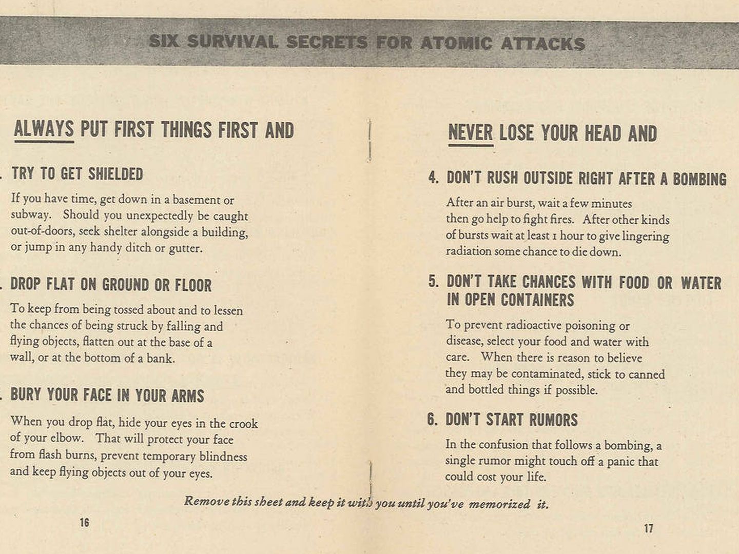 Panfleto 'Survival Under Atomic Attack'. (CC/National Security Resources Board)