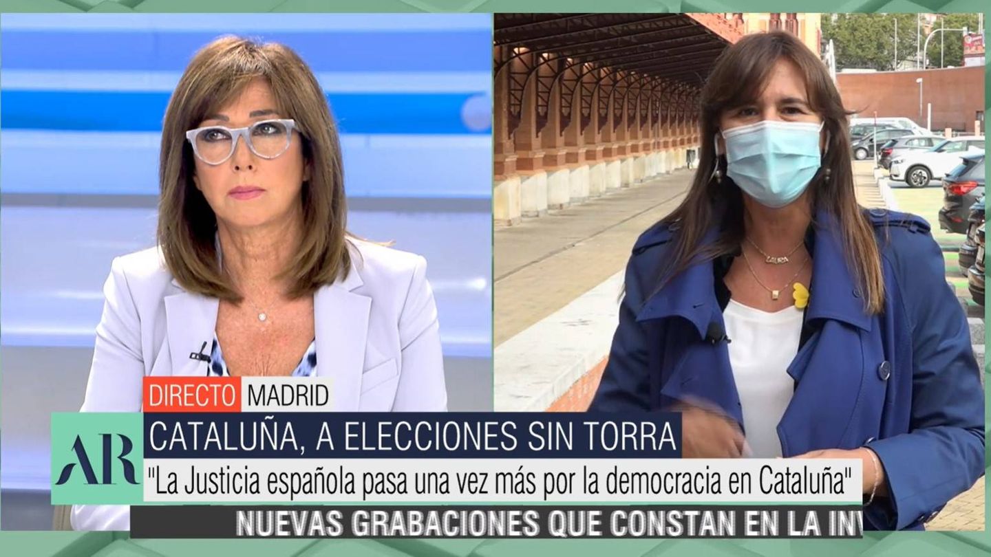 Ana Rosa, en conexión con Laura Borràs. (Mediaset)
