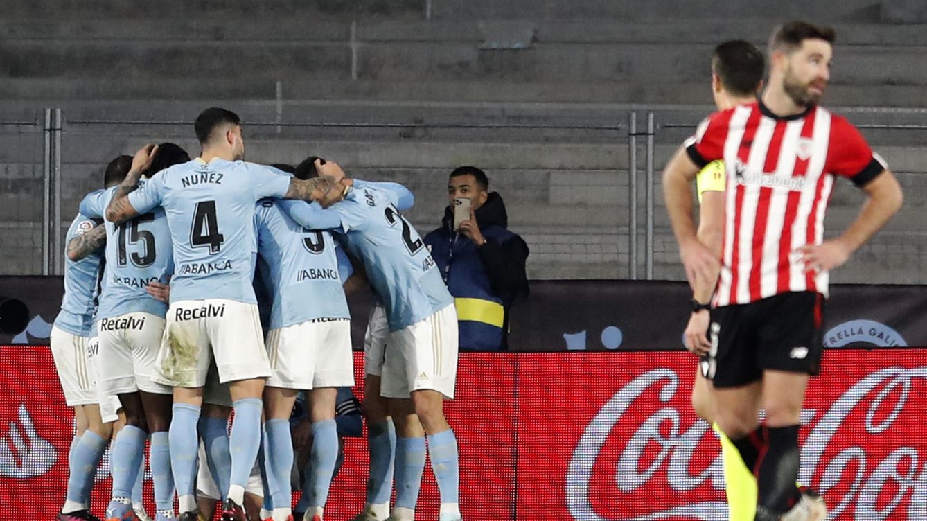Foto: Vigo (Pontevedra) 29 01 2023.- Los jugadores del Celta celebran el primer gol del equipo gallego durante el encuentro correspondiente a la jornada 19 de primera división disputado hoy Domingo frente al Athletic Club en el estadio de Balaidos, en Vigo. EF