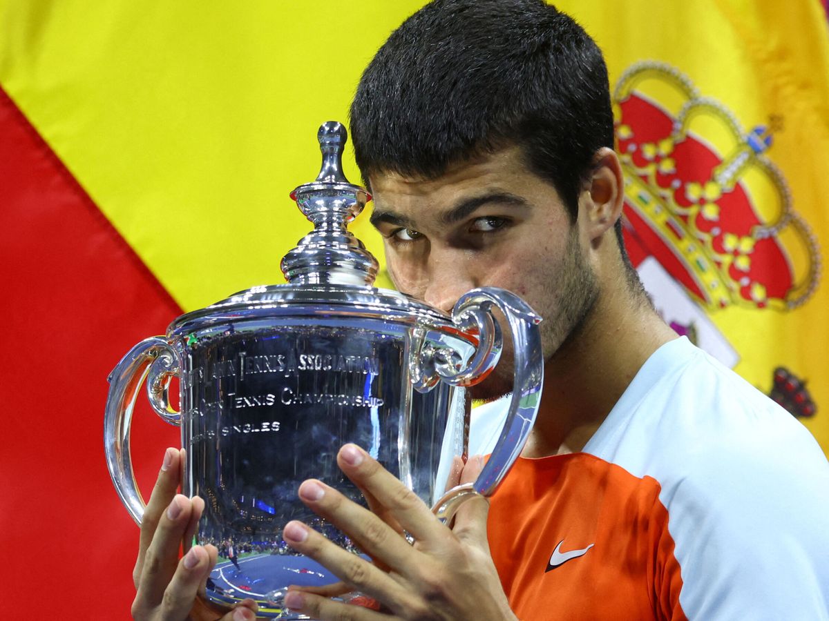 Foto: Alcaraz tras su victoria en el US Open. (Reuters/Mike Segar)