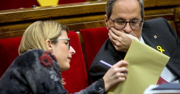 Foto: Quim Torra y Elsa Artadi en el Parlament. (EFE)
