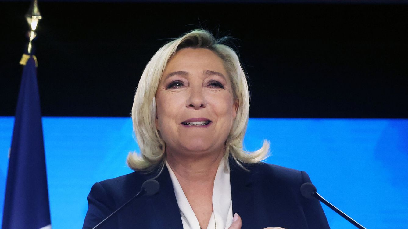 Foto: Marine Le Pen en su discurso tras conocer los resultados. (Reuters/Yves Herman)