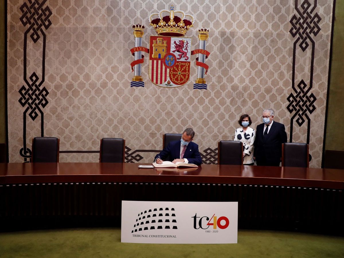 Foto: El rey Felipe VI, en el acto del 40 aniversario del Tribunal Constitucional, el pasado 6 de julio. (EFE)