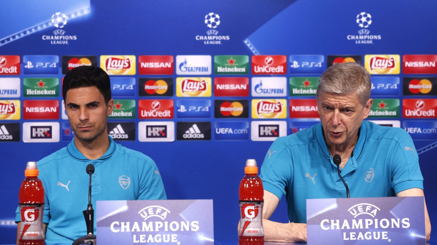 Arteta y Wenger, en el Arsenal como capitán y entrenador. (EFE/Antonio Bat)
