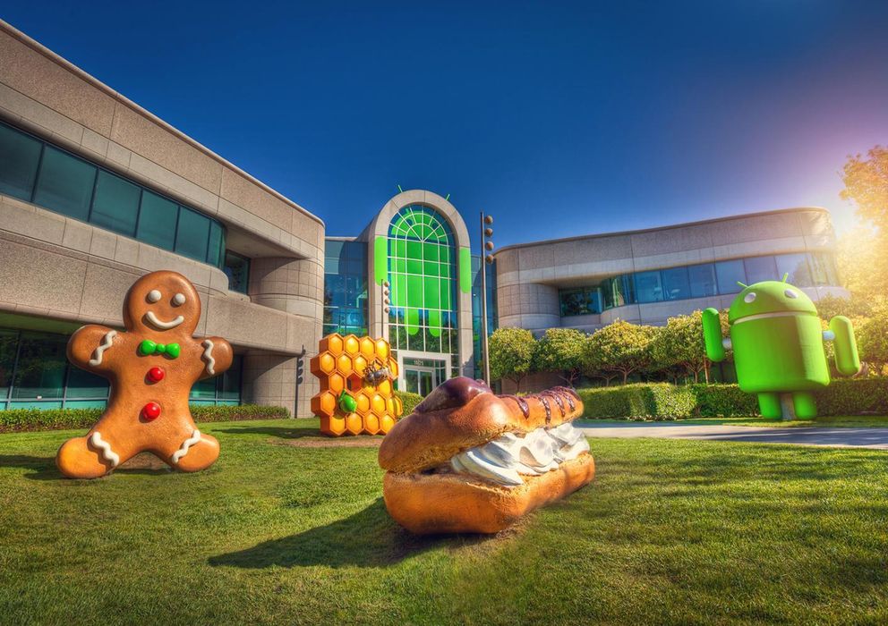 Foto: La sede de Google, adornada con estatuas de Android (Digitaltrends)