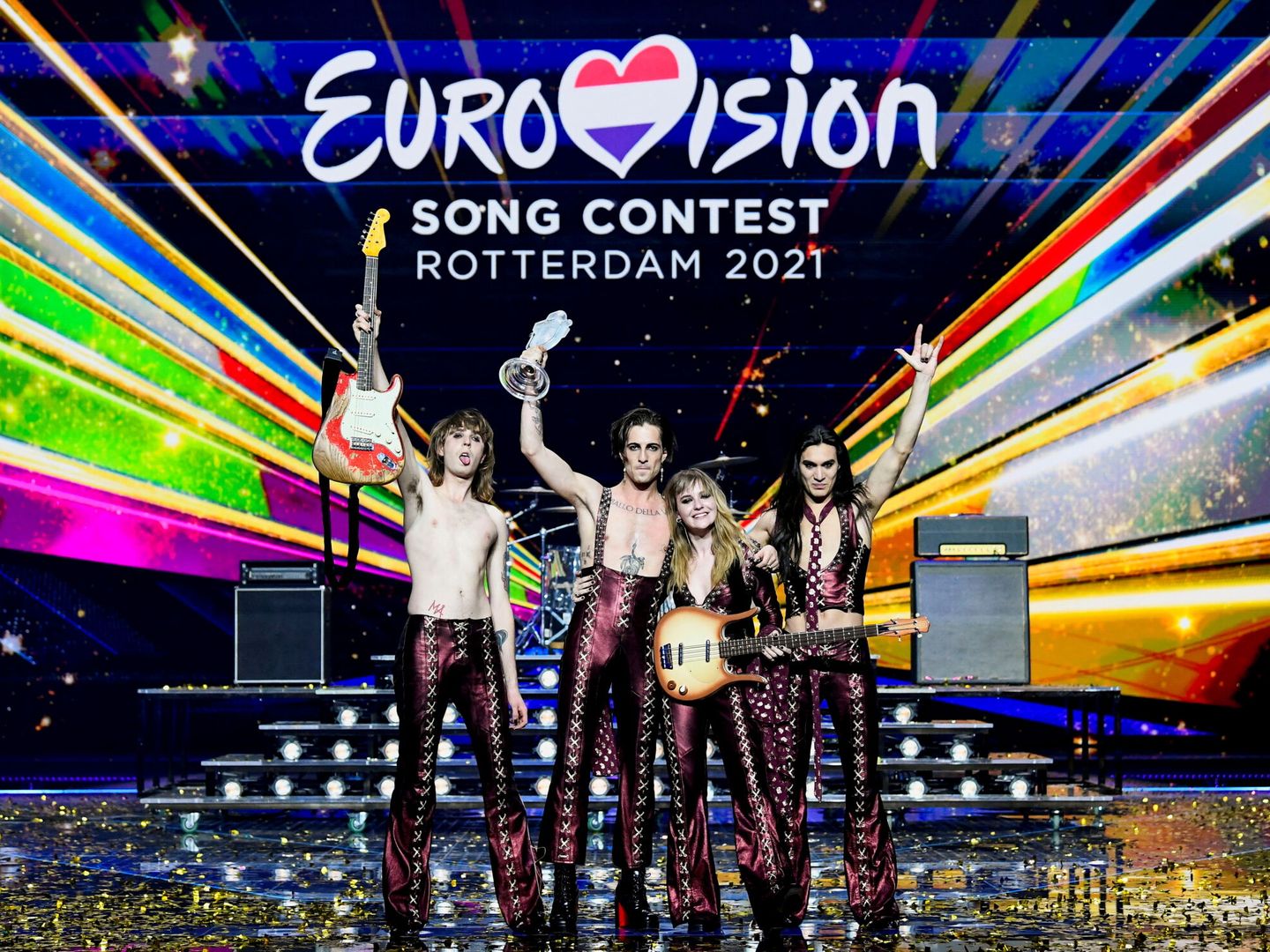 El grupo Maneskin de Italia fueron los ganadores de Eurovisión 2021. (Reuters/Piroschka van de Wouw)