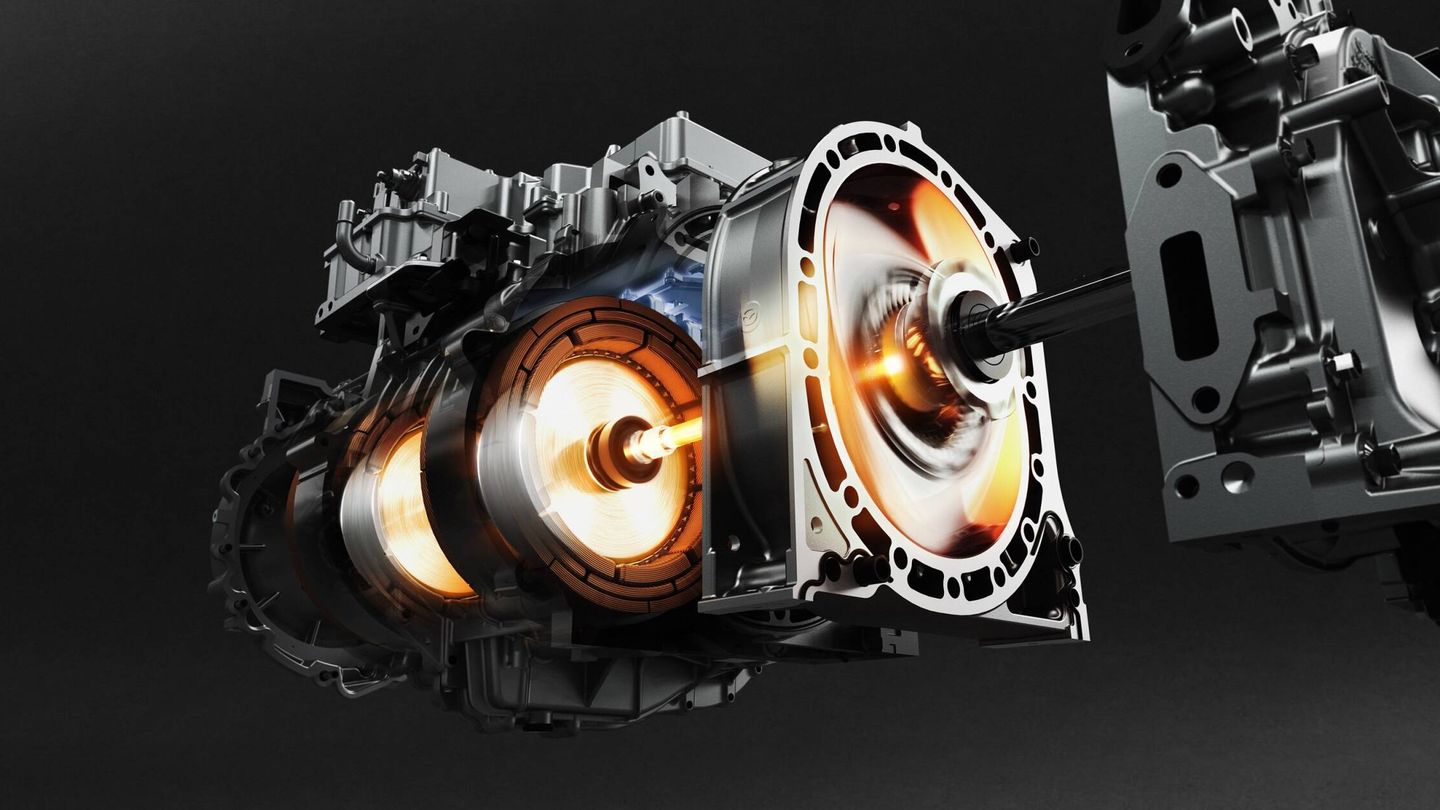 La marca combina un motor eléctrico con uno de rotativo de combustión de gasolina, que actúa como generador y extensor de autonomía. (Foto: cortesía de Mazda)