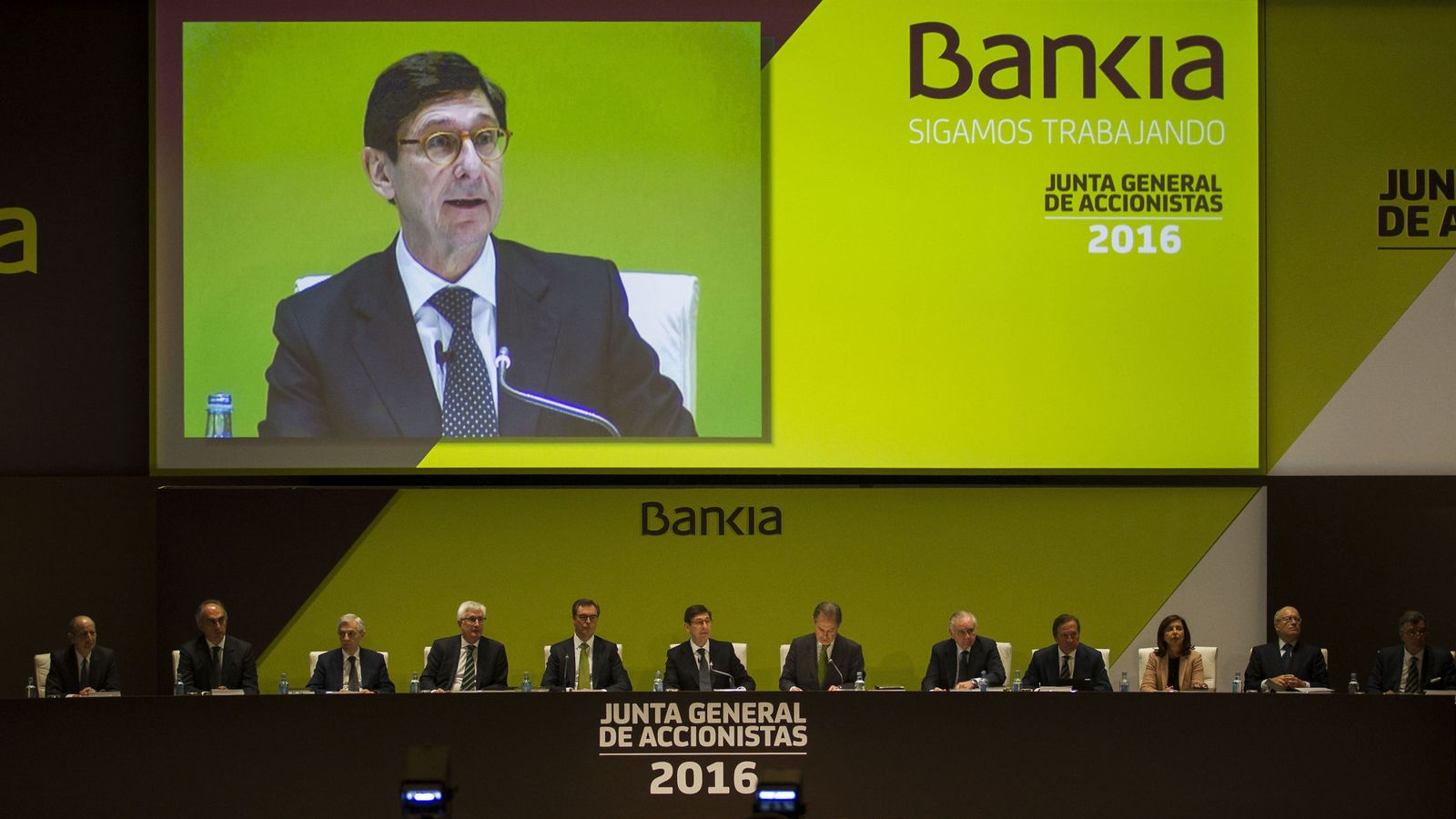 Foto: El presidente de Bankia, Jose Ignacio Goirigolzarri, en la junta de accionistas del pasado mes de marzo. (EFE)
