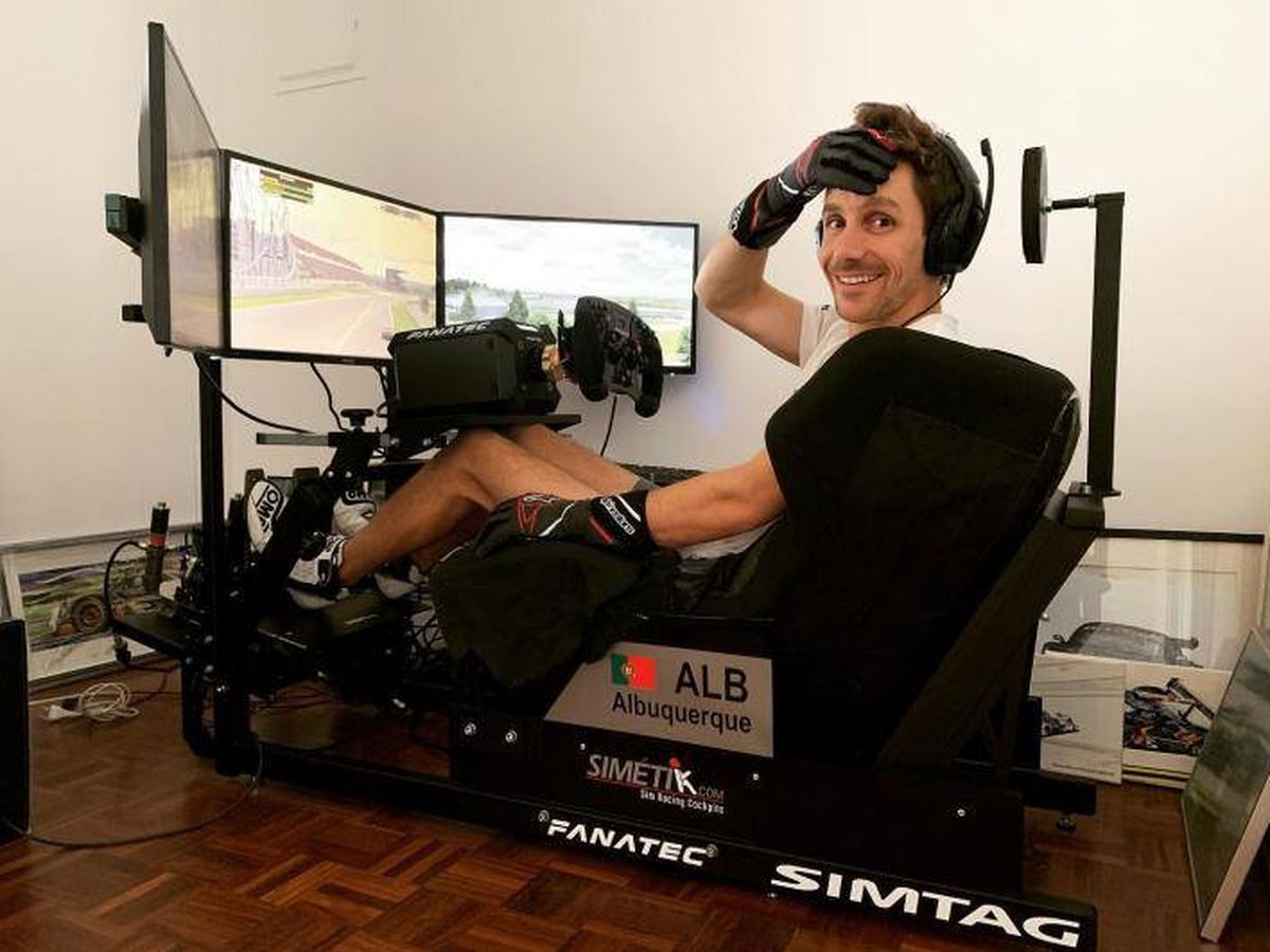 Foto: El piloto profesional Filipe Alburquerque en su simulador durante las pasadas 24 Horas de Le Mans virtuales