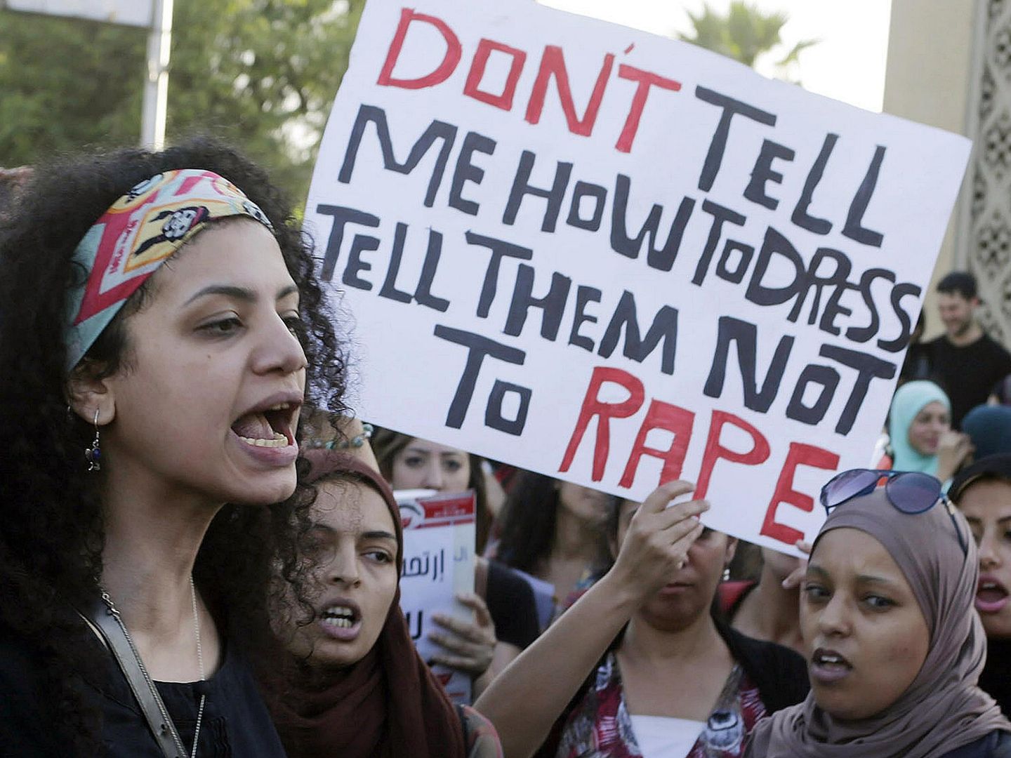 Un grupo de egipcias protesta en El Cairo contra el acoso sexual (Reuters).