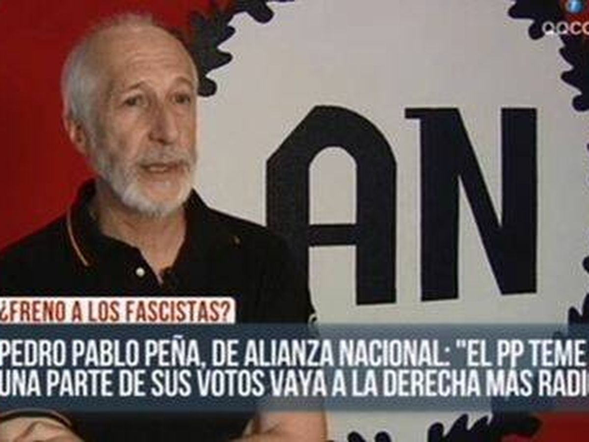 Foto: Pedro Pablo Peña, líder del partido neonazi Alianza Nacional, en una entrevista en TV.