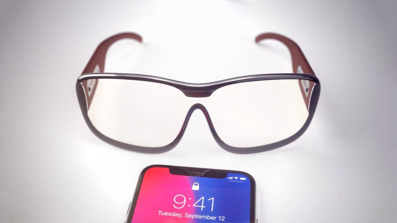Foto: Un concepto de Apple Glass junto al dispositivo que reemplazará: el iPhone (Martin Hajek)