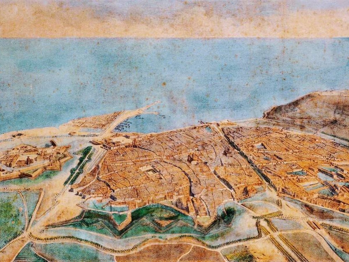 Foto: Vista aérea de Barcelona en 1857.