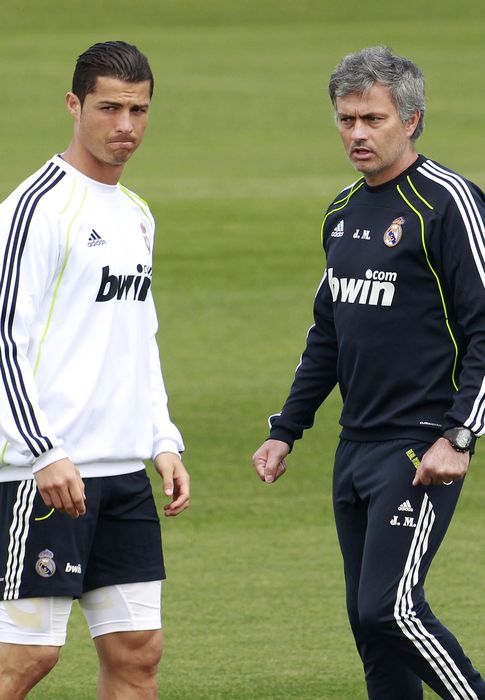 Foto: Cristiano y Mourinho, durante un entrenamiento
