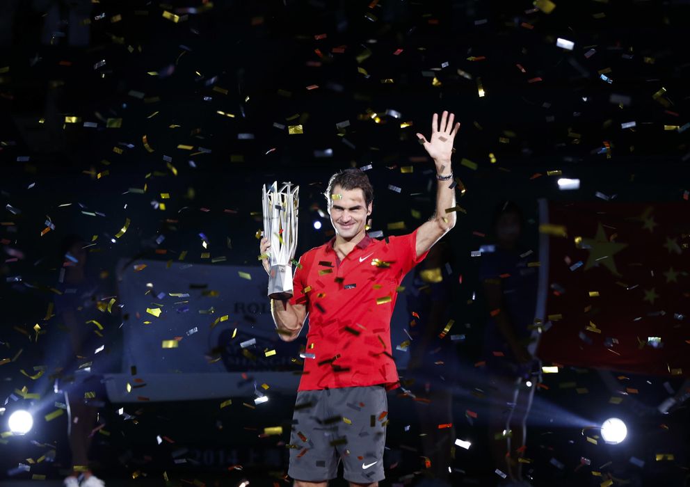 Foto: Roger Federer celebró por todo lo alto su primer triunfo en el Masters 1000 de Shanghai. 