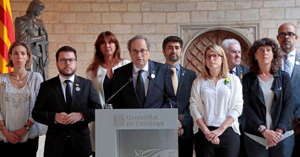 Foto: El presidente de la Generalitat, Quim Torra, durante su declaración institucional. (EFE)
