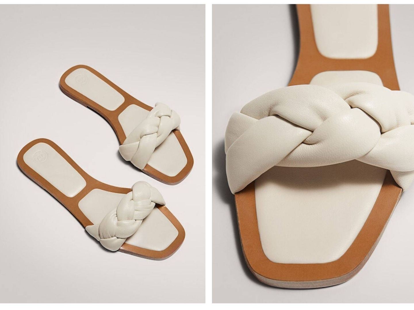 Las sandalias blancas de pala trenzada de Massimo Dutti (Cortesía)