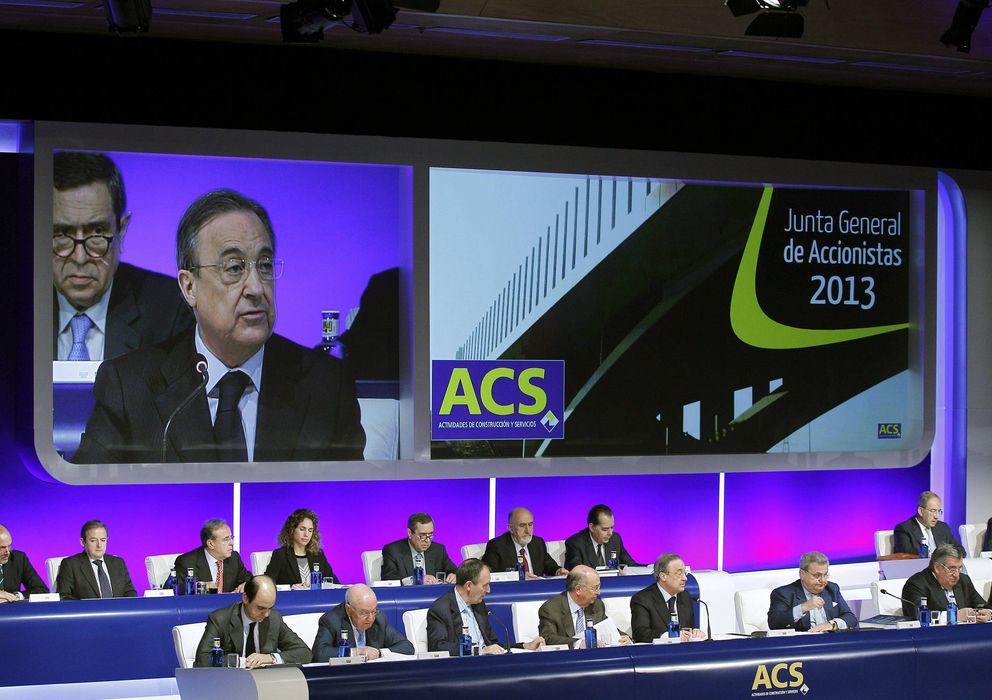 Foto: El presidente de ACS, Florentino Pérez, durante su intervención hoy la Junta General Ordinaria de Accionistas. (EFE)