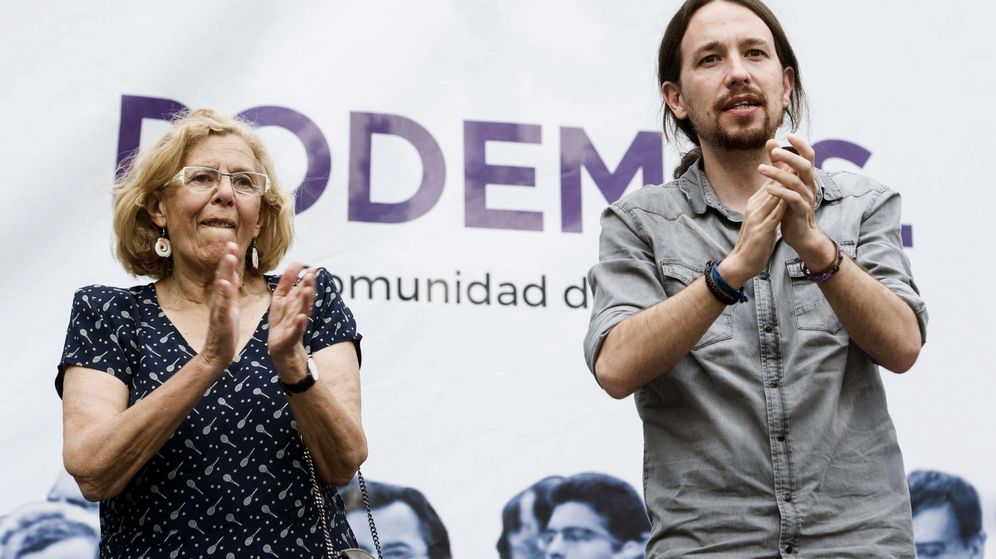 Foto: Pablo Iglesias en un mitin de apoyo a la candidata de Ahora Madrid, Manuela Carmena. (EFE)