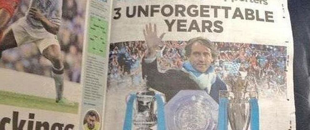 Foto: Mancini se compra una página en un periódico para despedirse de la afición del City