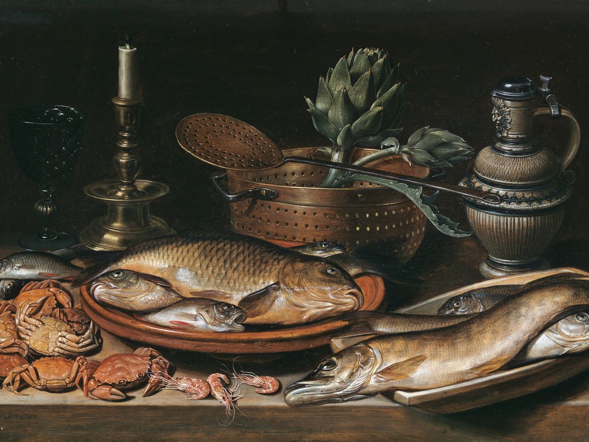 Foto: 'Bodegón con pescado, vela, alcachofas, cangrejos y gambas', de Clara Peeters. (Museo Nacional del Prado)