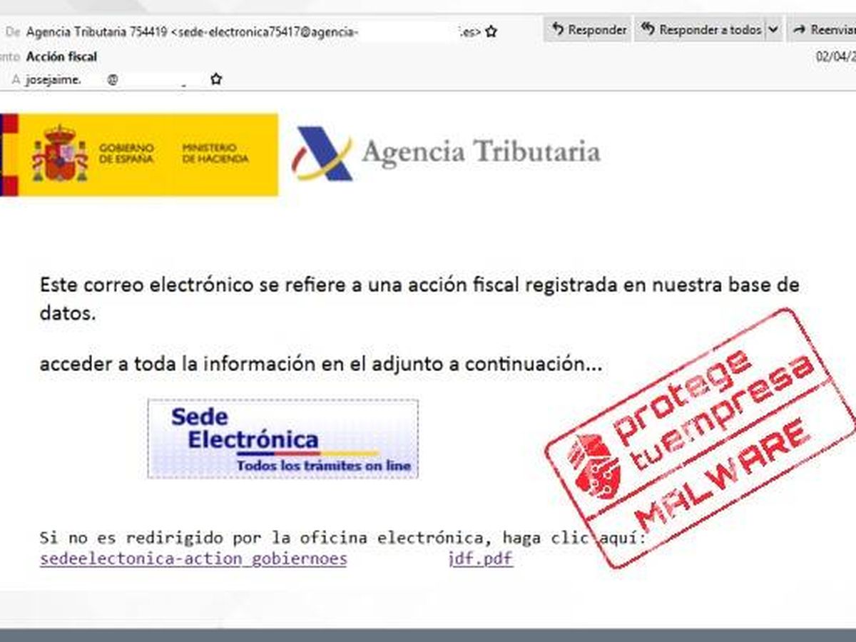 Foto: Así es el correo de la Agencia Tributaria que puede llegar en plena campaña de la renta 2020 (Incibe)