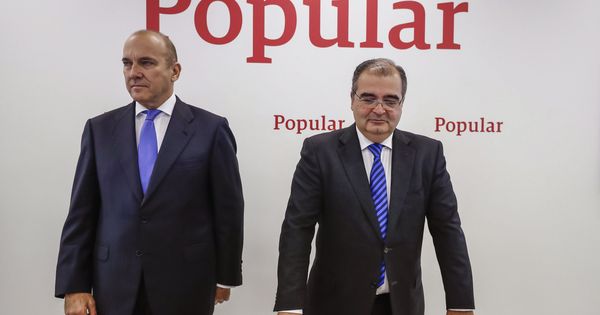 Foto: El presidente del Popular, Ángel Ron (d), junto al consejero delegado, Pedro Larena (i). (EFE)