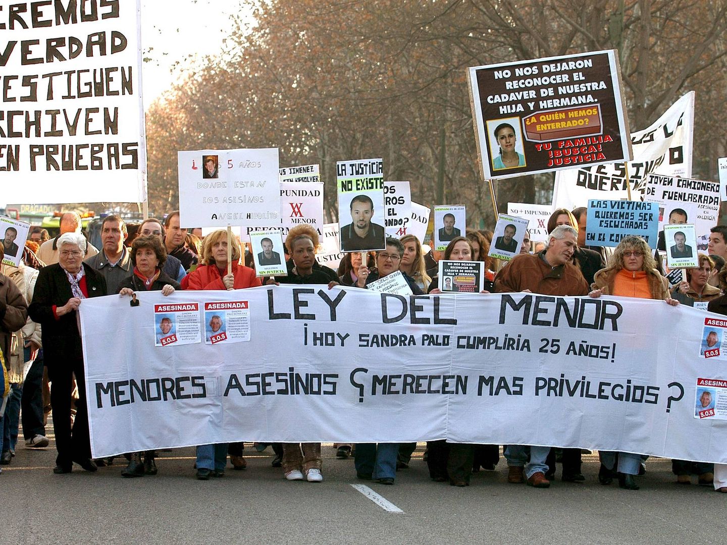 Manifestación en apoyo a la familia de Sandra Palo y pidiendo una modificación de la Ley del Menor, en 2006. Foto: Efe