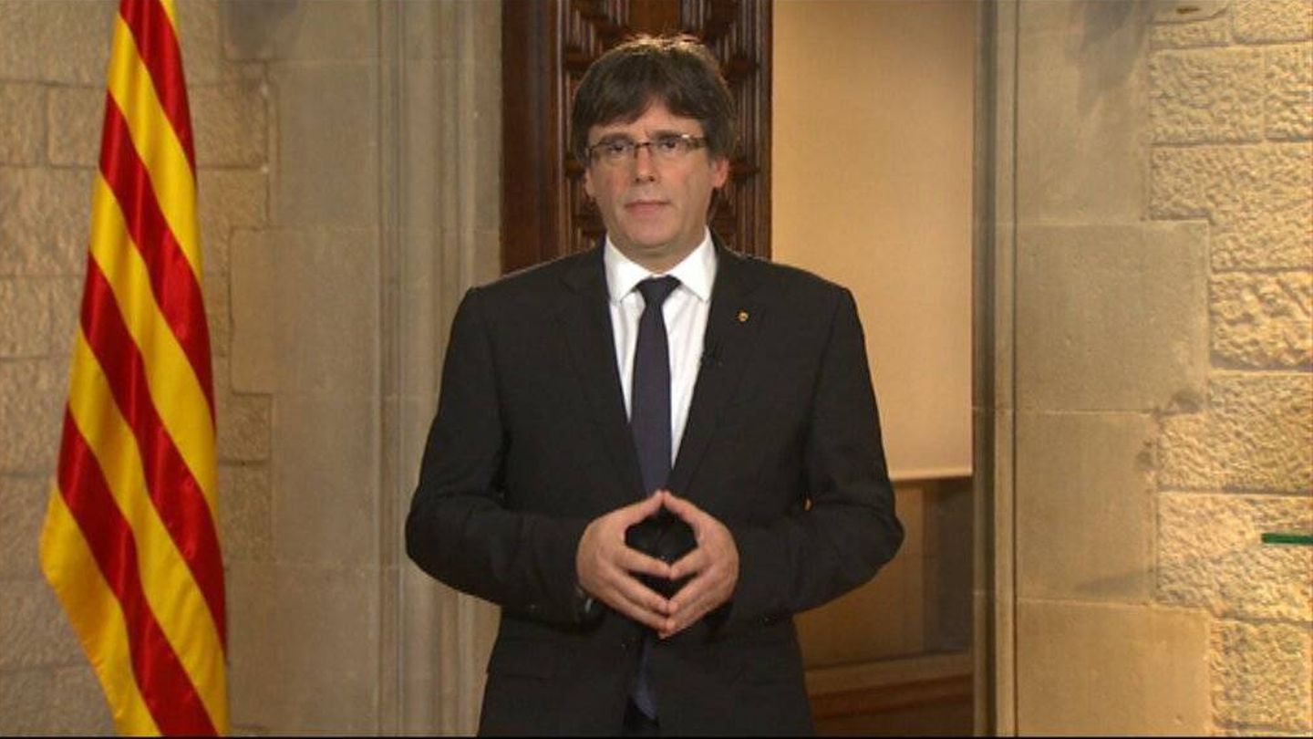 Carles Puigdemont durante su discurso institucional. (TV3)