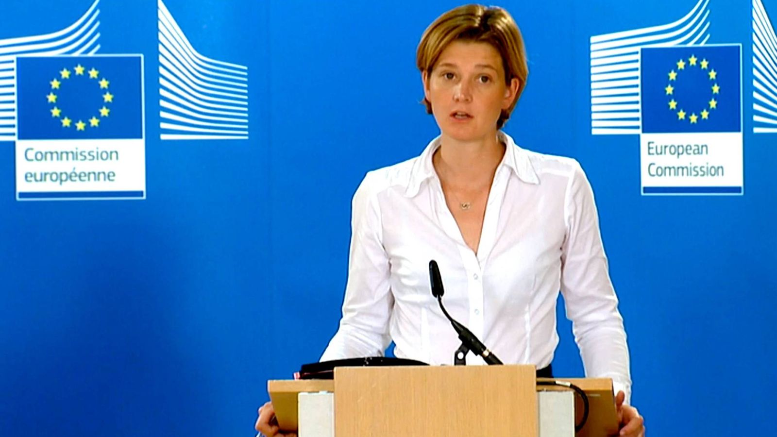 Foto: Annika Breidthardt, portavoz de la Comisión Europea. (EFE)
