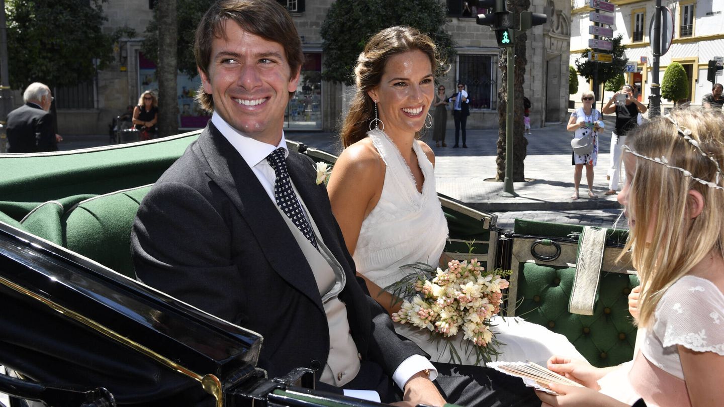 Carlos Cortina, el día de su boda con Carla Vega-Penichet. (Gtres)