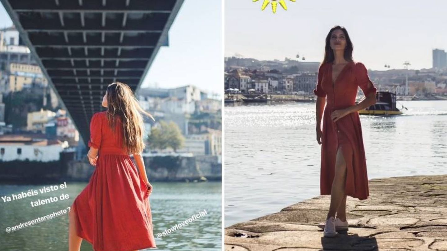 La periodista posa con su vestido. (Instagram Stories de Sara Carbonero)