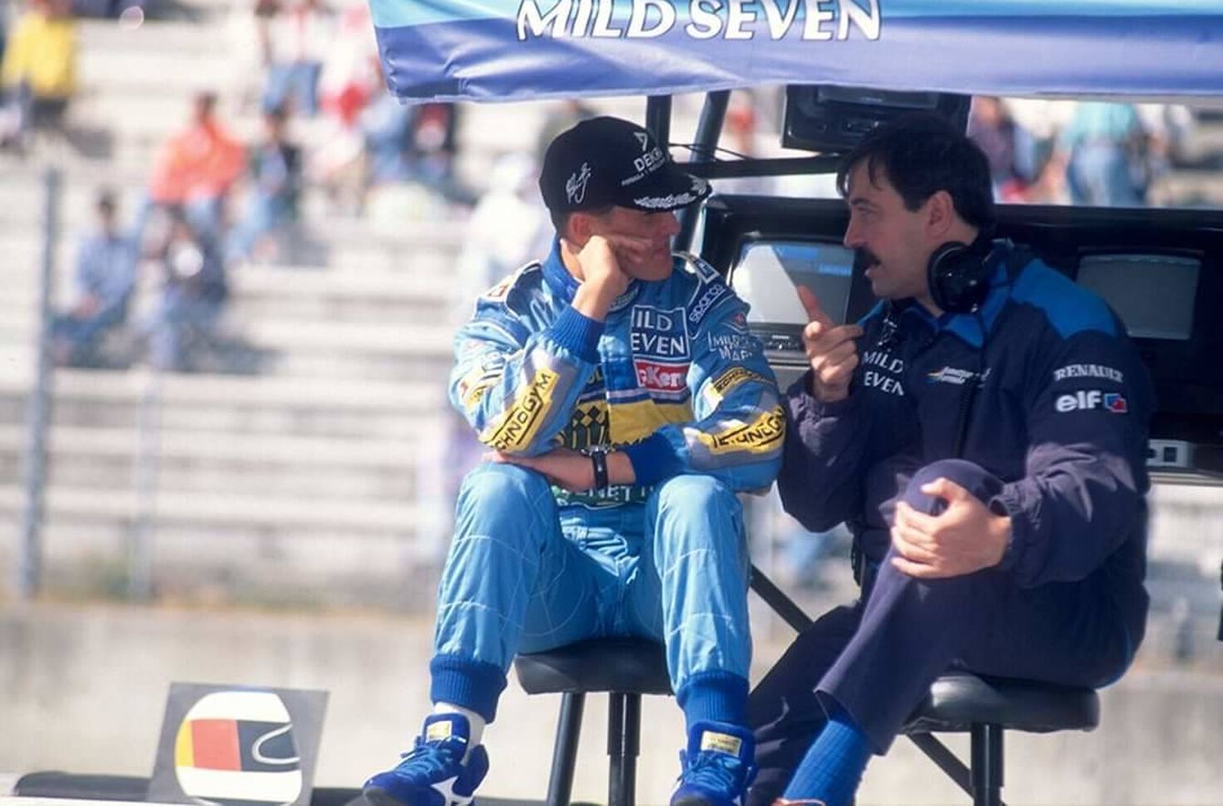Michael Schumacher con Joan Villadelprat en los tiempos de Benetton. (Joan Villadelprat)