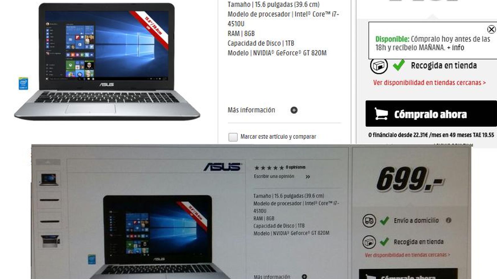 Foto: El precio de un ordenador Asus ha subido 50 euros. (Twitter)