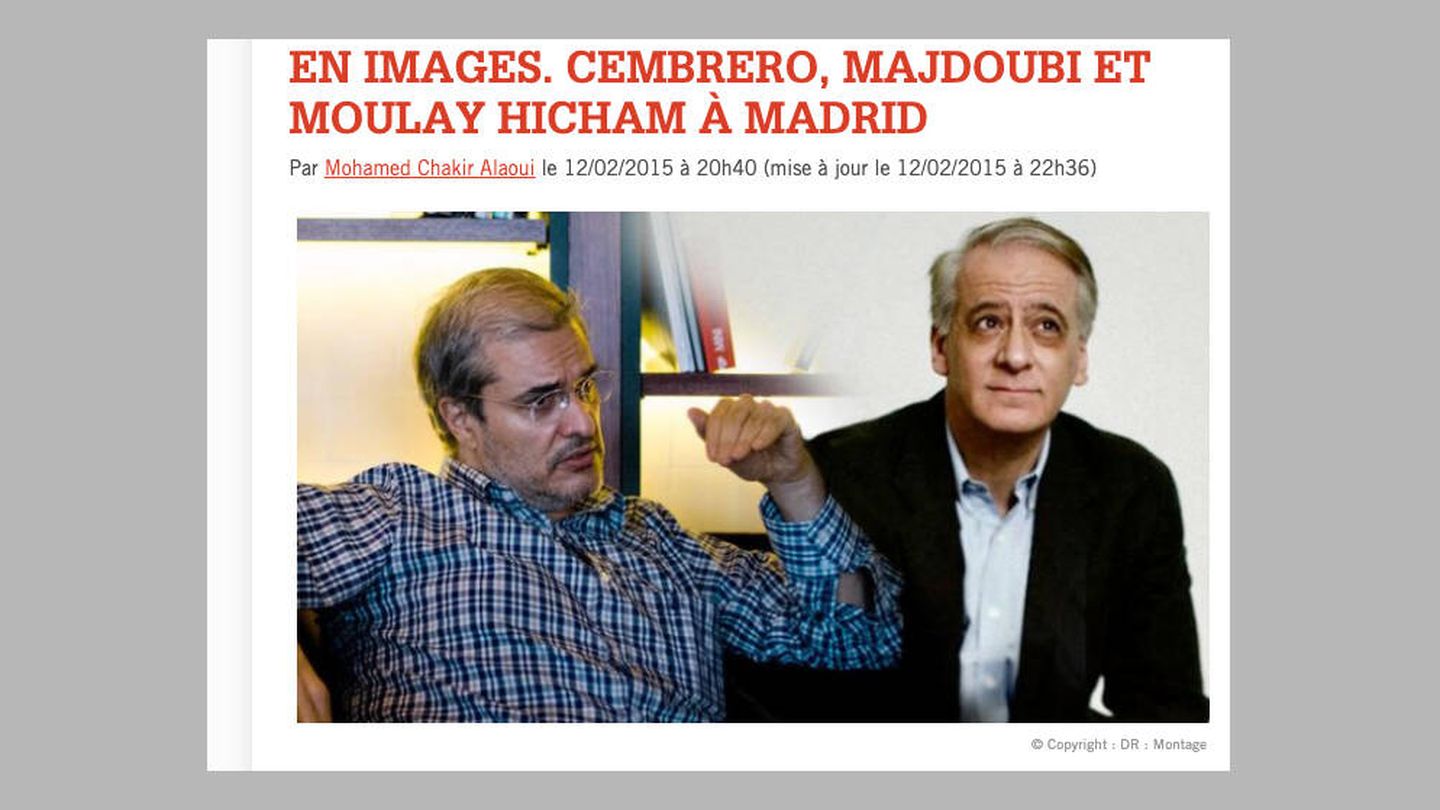 Fotomontaje del diario marroquí 'Le 360' publicado en febrero de 2015 en el que coloca juntos al príncipe Moulay Hicham y al periodista Ignacio Cembrero en el bar del Hotel Fouquet's de París.