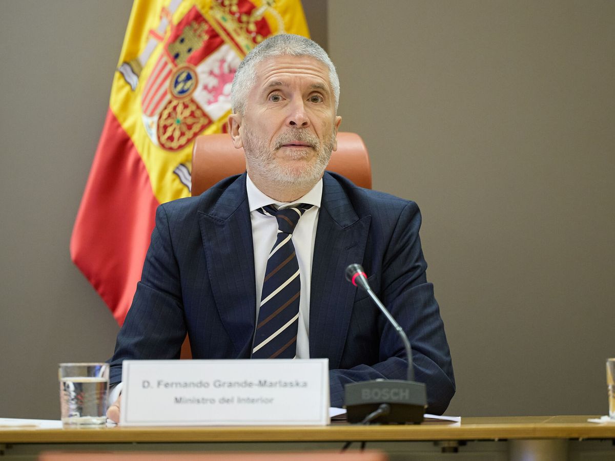 Foto: El ministro del Interior, Fernando Grande-Marlaska, en la presentación del balance de siniestralidad vial de 2023. (Jesús Hellín/Europa Press)