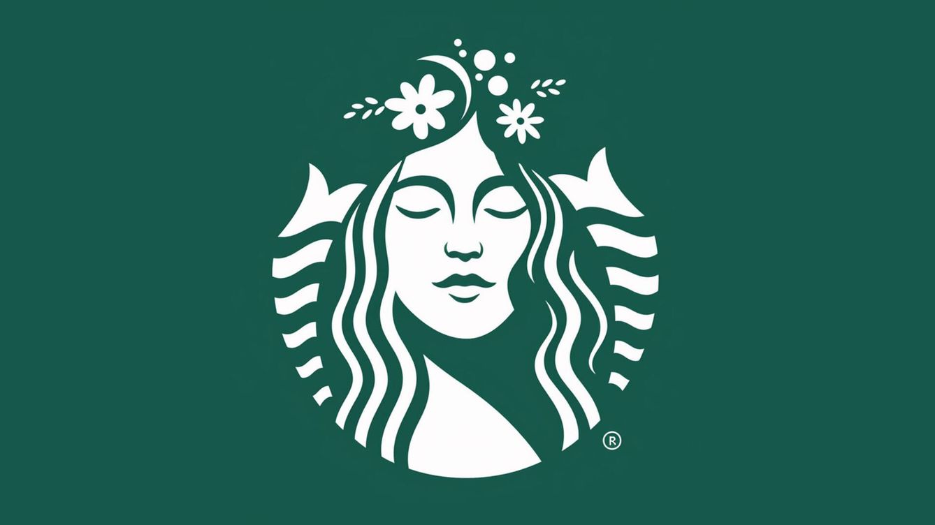 Foto: El logo de Starbucks rediseñado con el nuevo comando "describe" de la IA generativa MidJourney. (@fofrAI)