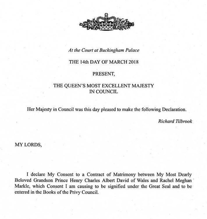 Carta de la reina Isabel II. 