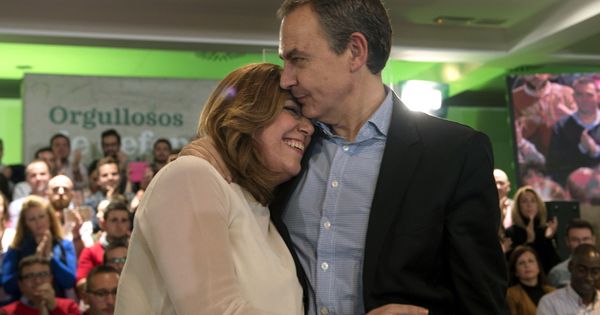 Foto: La secretaria general del PSOE andaluz y presidenta de la Junta, Susana Díaz, y el expresidente del Gobierno José Luis Rodríguez Zapatero. (Efe)