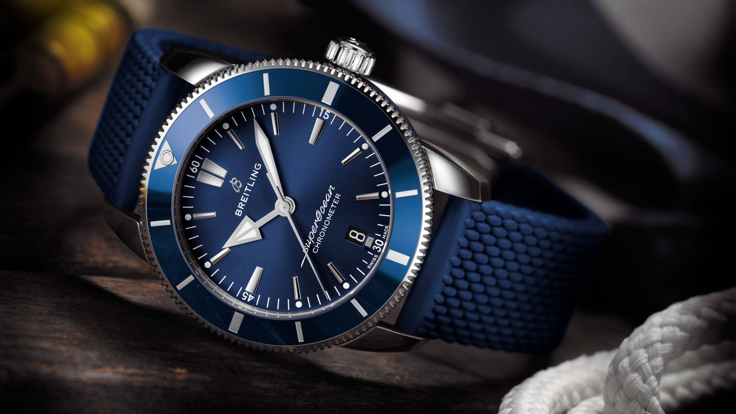 El reloj Superocean Heritage II B20 Automatic 44 con diámetro azul. (Imagen: PPR/Breitling) 